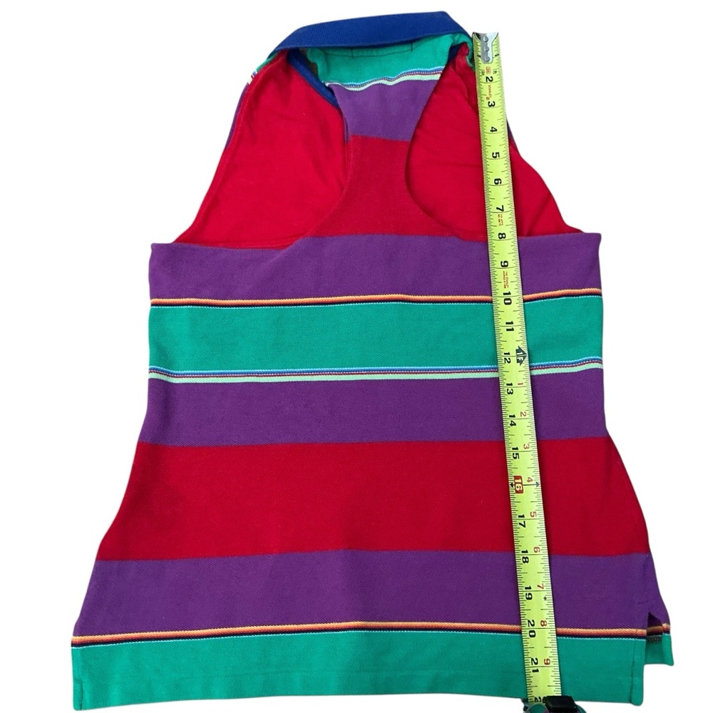 Y2K Ralph Lauren polo shirt women’s M red,green,purple,red striped golf shirt - Picture 4 of 8
